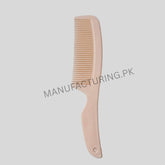 Fine Tooth Plastic Hair Comb with Handle-Beige