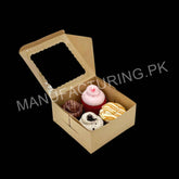 Kraft bakery/cookie/pastry box 6x6x3 inches with window