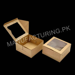 Kraft bakery/cookie/pastry box 6x6x3 inches with window